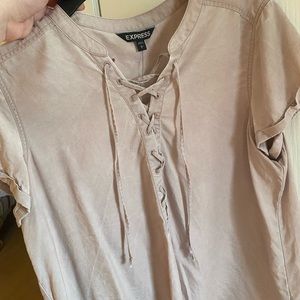 Express Light Pink Lace Up Blouse